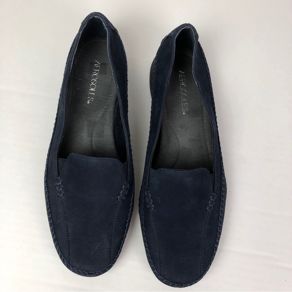 Aerosoles Women's Size 11 Loafers Flats Ivory Tree Navy Blue Suede Leather Comfy